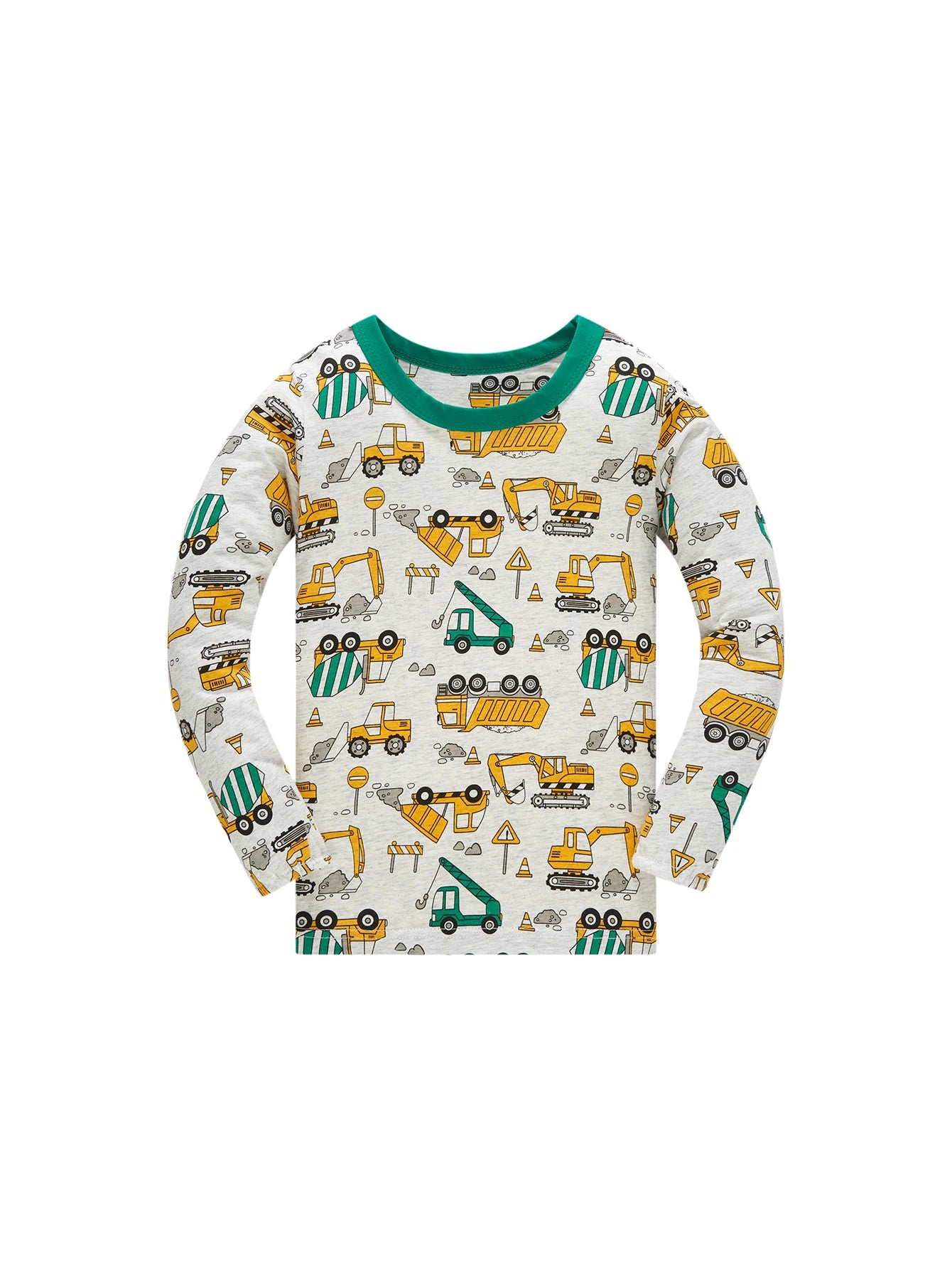 Pajamas Set for Boys 100% Cotton Full Print Excavator Kids Pjs Long Sleeve Elastic Cuffs Soft Sleepwear For Age 1-8 Years