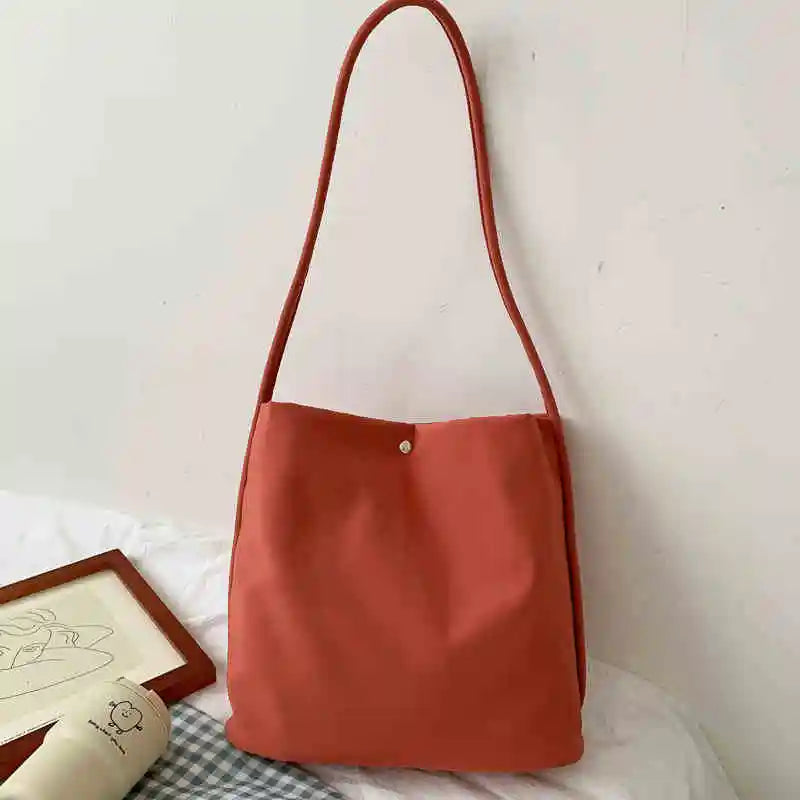 Simple Casual Women's Tote Bags New Large Capacity Commute Shopping One Shoulder Bags Trend All-matched Handheld Cloth Bags