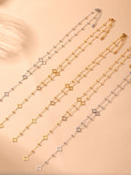 Nivora Gorgeous Luck Clover Zircon Long Chain Stainless Steel Necklaces For Women Metal Female Collar Wedding Banquet Jewelry