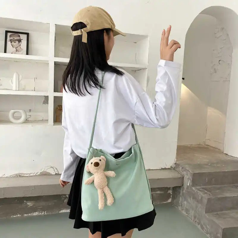 Simple Casual Women's Tote Bags New Large Capacity Commute Shopping One Shoulder Bags Trend All-matched Handheld Cloth Bags