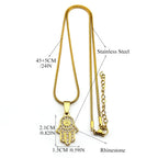 Evil Eye Fatima Hand Pendant Necklace For Women Girls Stainless Steel Gold Color Rhinestone Turkish Chain Jewelry Gifts Collar