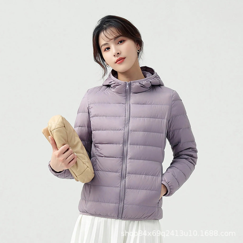 Women Puffer Jacket Plus Size 2025 New Spring Autumn Female Ultra Lightweight Packable Hooded Down Coats
