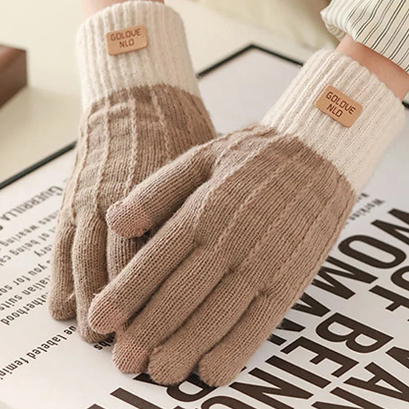 Knitted Full 1Pair Finger Gloves Winter Thicken Warm Touch Screen Gloves for Men Women Gloves Cycling Riding Gloves Ski Gloves