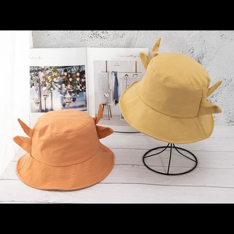 New Bucket Hats for Women Horns Cow Pattern Fashion Fisherman's hat Four Seasons Sun Hat Outdoor Beach Cap Bob Ladies Panama Hat
