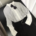 Shirts & Blouses For Women Striped Thin Style Woman Top Button Up Novelty 2025 Cute And Elegant Basic Premium Promotion Xl