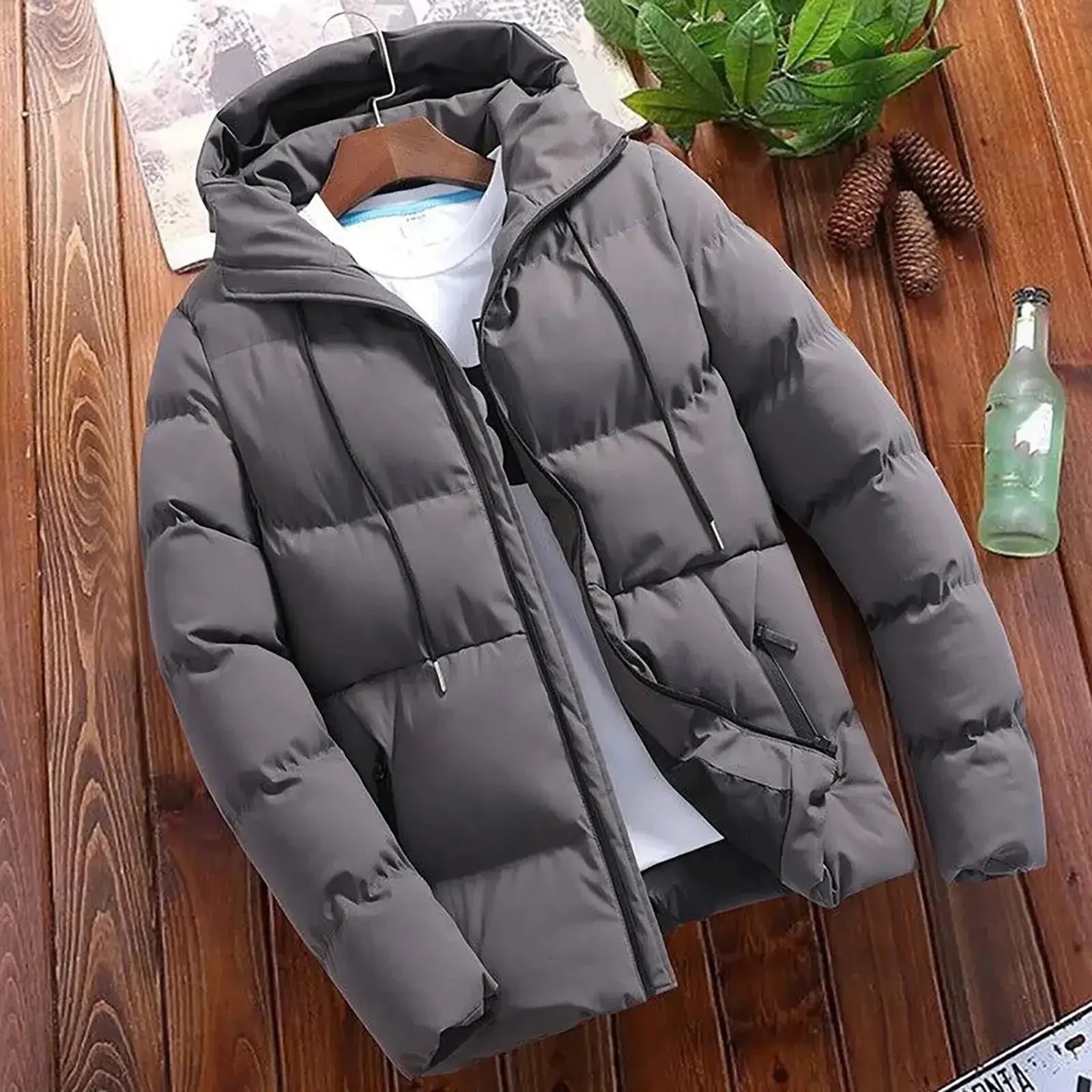 2026Men's Thick Puffer Hooded Jacket  Casual Warm Parkas Business Outfear Winter FashionTrendy Versatile