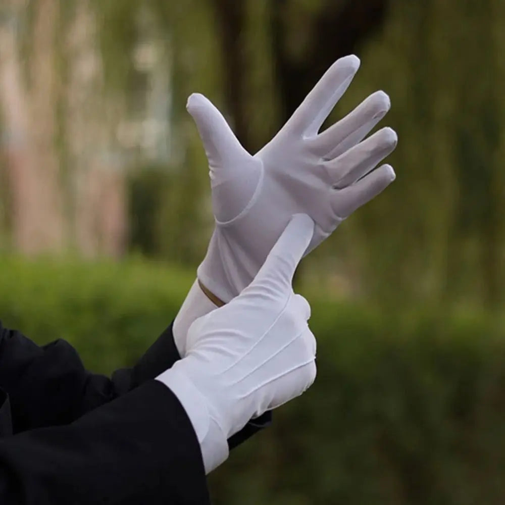 New Soft White Cotton Gloves Thin Hand Moisturising Formal Cotton Gloves Etiquette Jewelry Inspection Driving Gloves