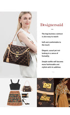 Ladies' tote bag, European and American retro handbag, printed underarm bag, fashionable commuting crossbody bag