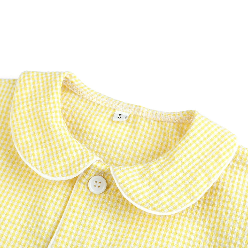Wholesale 1-12 Years Kids Pyjamas 100% Cotton Plaid Seersucker Soft Sibling Outfits Pjs Loungewear Baby Boys Girls Pajamas Sets