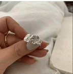 Irregular Pleated Ring for Women Men Open Adjustable Rings Wide Trendy Finger Rings Y2K Accessories Fashion Punk Jewelry
