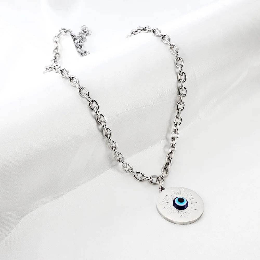 Evil Eye Pendant Necklaces For Women Girls Trending Gold Plated Layer Chain Choker Necklace Jewelry Birthday Gifts Free Shipping