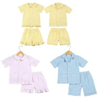 Wholesale 1-12 Years Kids Pyjamas 100% Cotton Plaid Seersucker Soft Sibling Outfits Pjs Loungewear Baby Boys Girls Pajamas Sets