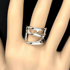 Irregular Hollow Ring For Women Metal Texture Waterproof Daily Simple Stylish Silver Color Rings Stainless Steel Finger Jewelry