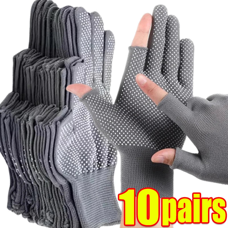 1/50pairs Nylon Gloves with Touch Screen Adhesive Anti Slip and Wear-resistant Labor Protection Men's and Women's Work Gloves