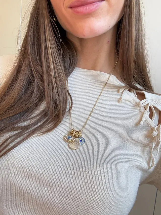 Evil Eye Charm Necklace 18K Gold Plated Stainless Steel Pendant For Women DIY Handmade Christmas Jewelry Gift For Women
