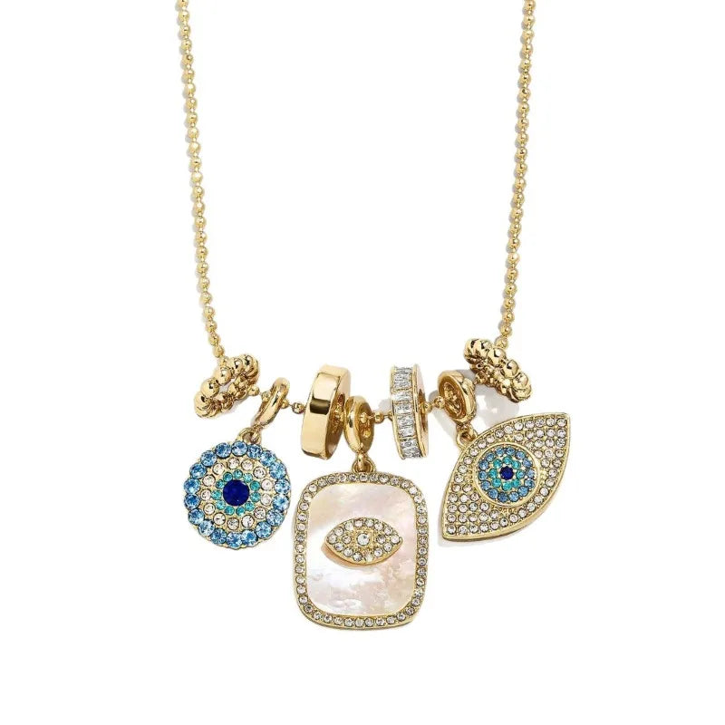 Evil Eye Charm Necklace 18K Gold Plated Stainless Steel Pendant For Women DIY Handmade Christmas Jewelry Gift For Women