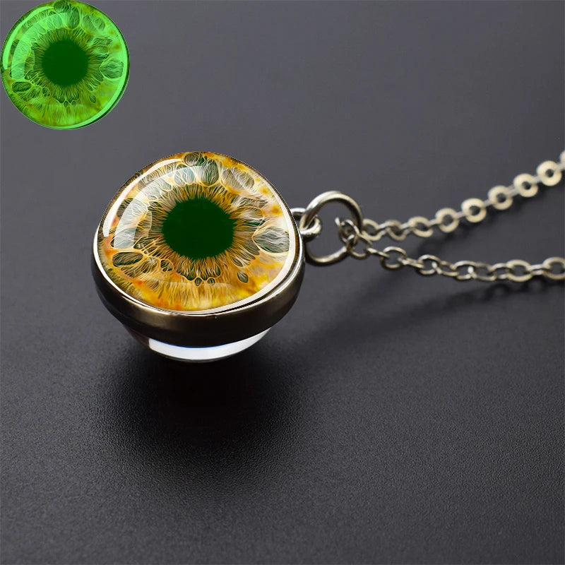 Evil Eye Necklace Charming Blue Violet Green Human Eye Necklaces for Men Women Glass Ball Pendant Chains Jewelry Halloween Gift