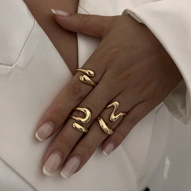 Irregular Geometric Rings For Women Girls Punk Fashion Gold Silver Color Knuckle Joint Ring