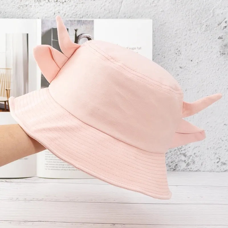 New Bucket Hats for Women Horns Cow Pattern Fashion Fisherman's hat Four Seasons Sun Hat Outdoor Beach Cap Bob Ladies Panama Hat