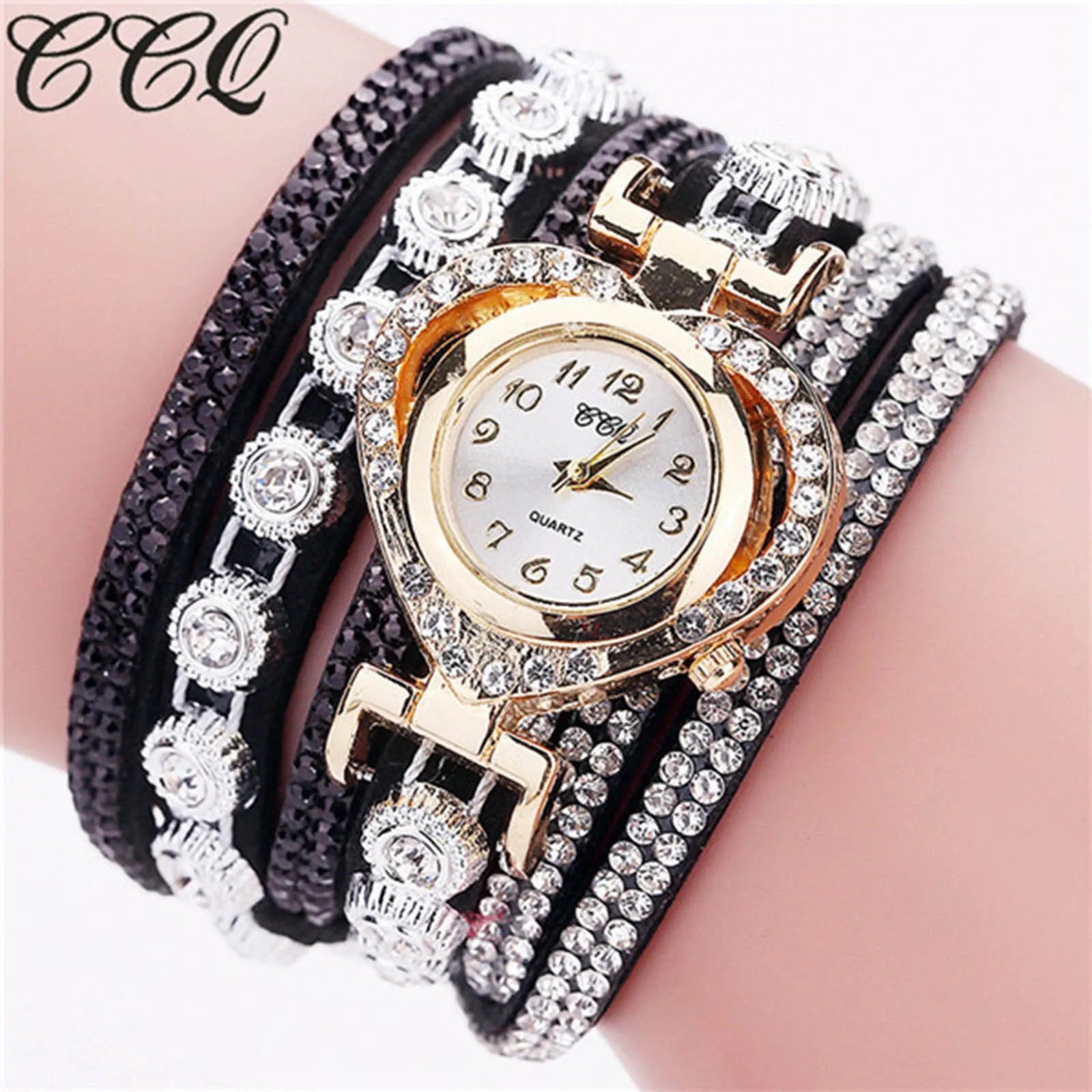 Gorgeous Women'S Diamond Inlaid Watch Retro Sparkling Crystal Bracelet Multiple Exquisite Dials Simulated Quartz Watch For Women