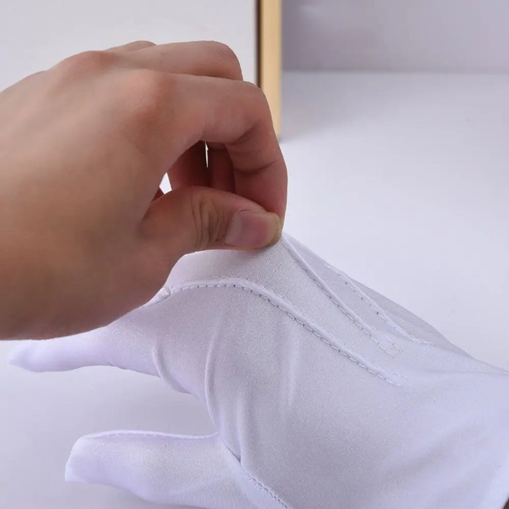 New Soft White Cotton Gloves Thin Hand Moisturising Formal Cotton Gloves Etiquette Jewelry Inspection Driving Gloves