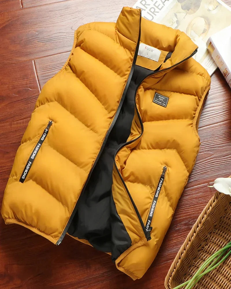 2025 New Puffer Sleeveless Coats Mens Solid Color Down Jacket Winter Warm Vest Jacket Men Waistcoat Outwear Windbreaker Clothing