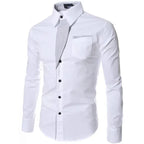 White Striped Shirts Mens 2025 Long Sleeved Business Slim Fit Male Shirt Black Social Clothes Camisa Masculina Vetement Homme