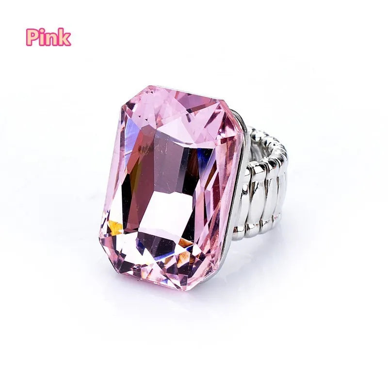 Personality Elegant Big Ring for Women 7 Colors Big Resin Stone Fashion Elastic Stretch Finger Rings Jewelry Christmaswholesale