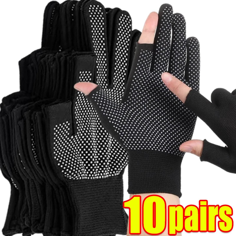 1/50pairs Nylon Gloves with Touch Screen Adhesive Anti Slip and Wear-resistant Labor Protection Men's and Women's Work Gloves
