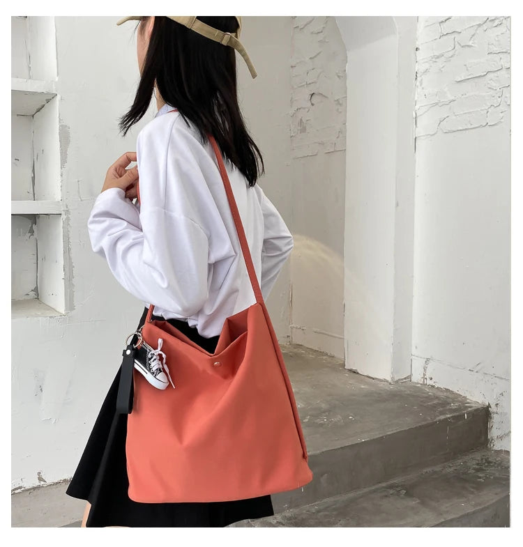 Simple Casual Women's Tote Bags New Large Capacity Commute Shopping One Shoulder Bags Trend All-matched Handheld Cloth Bags