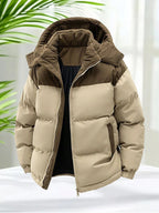 Men’s Winter Puffer Jacket Cotton Padded Warm Hooded Windbreaker Coat Outdoor Casual Thick Parka for Cold Weather Streetwear