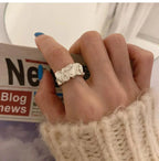 Irregular Pleated Ring for Women Men Open Adjustable Rings Wide Trendy Finger Rings Y2K Accessories Fashion Punk Jewelry