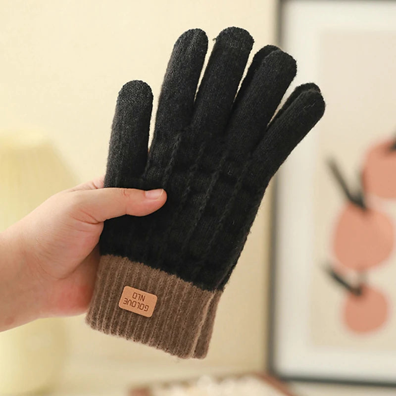 Knitted Full 1Pair Finger Gloves Winter Thicken Warm Touch Screen Gloves for Men Women Gloves Cycling Riding Gloves Ski Gloves