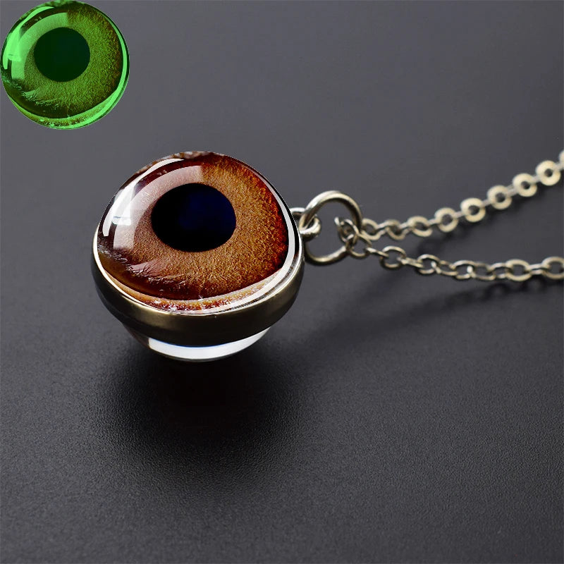 Evil Eye Necklace Charming Blue Violet Green Human Eye Necklaces for Men Women Glass Ball Pendant Chains Jewelry Halloween Gift