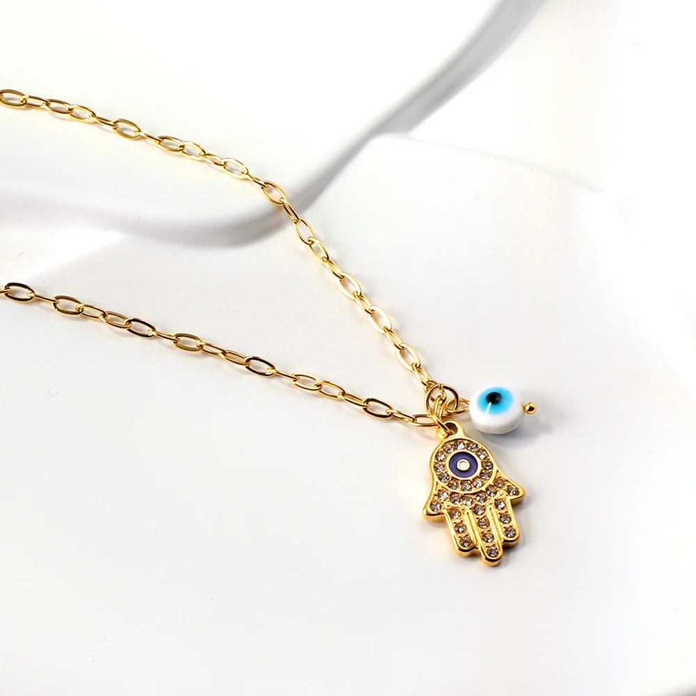 Evil Eye Pendant Necklaces For Women Girls Trending Gold Plated Layer Chain Choker Necklace Jewelry Birthday Gifts Free Shipping