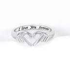 Romantic Heart Hand Hug Ring for Women Men I Love You Forever Couple Adjustable Finger Ring Wedding Party Dating Jewelry Gifts