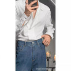 Italian Shirt Men's Trendy Slim Long Sleeve Light Luxury Style Suit Inner Shirt Hairstylist Stripes