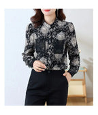Shirts for Women in Spring Autumn New Style Printed Satin Stylish Slim Fashion Commuting Simple