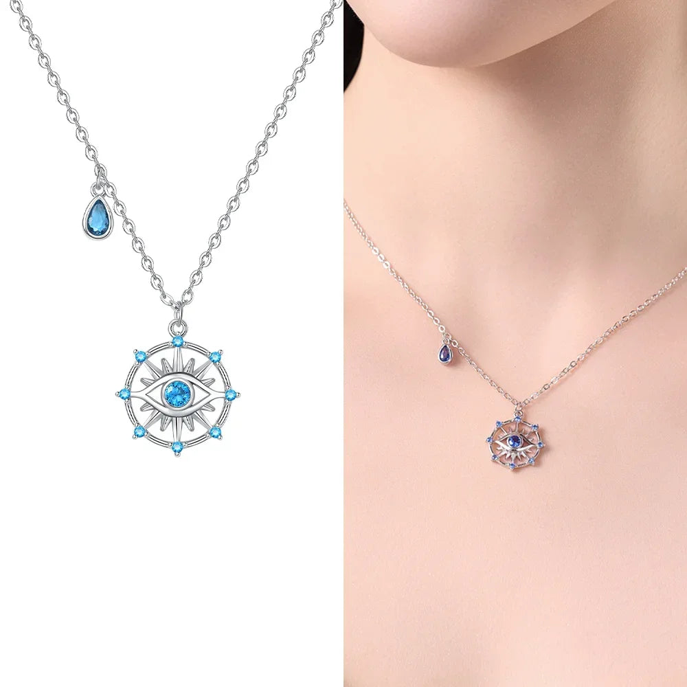 Exquisite Gold Fatima's Hand Necklace 925 Silver Original Devil's Eye Cross Bead Necklace Women Jewelry Luxury Friend Fine Gifts