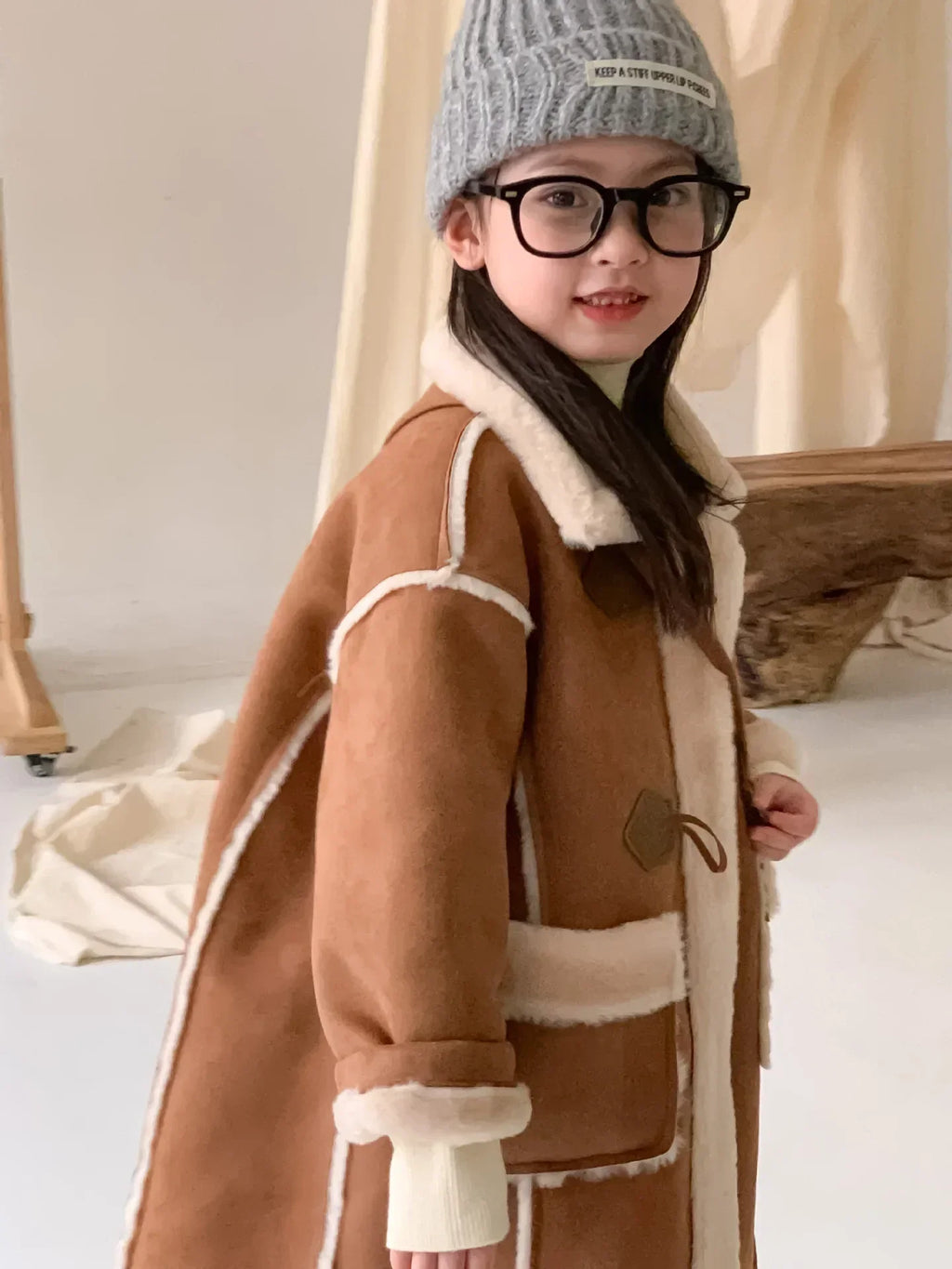 Girls Coat Melard Coat Children New Winter Thickened Foreign Air Long Coat Female Treasure Fur One Coat