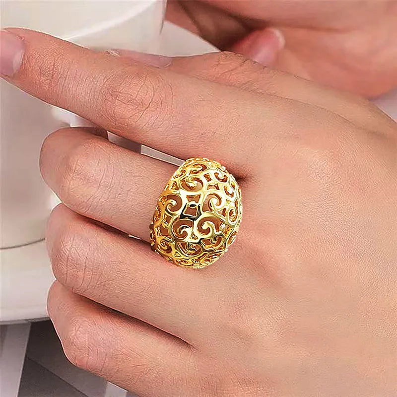 1 men's ring, size 9, retro skeletonized, fashionable, gold, silver, stainless steel, elegant, for daily gatherings and women