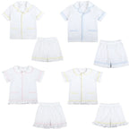 Wholesale 1-12 Years Kids Pyjamas 100% Cotton Plaid Seersucker Soft Sibling Outfits Pjs Loungewear Baby Boys Girls Pajamas Sets