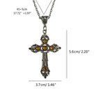European and American Cross Necklace Gemstones Neck Chain Large Crosses Pendant Religious Jewelry Women Choker Neckchain