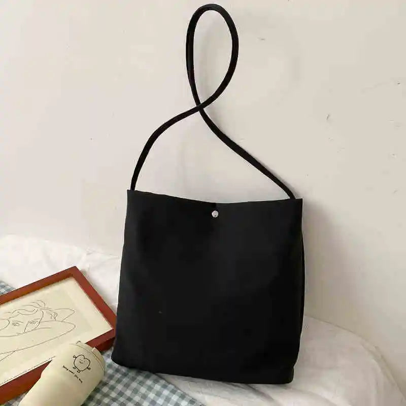 Simple Casual Women's Tote Bags New Large Capacity Commute Shopping One Shoulder Bags Trend All-matched Handheld Cloth Bags