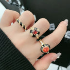 Finger Ring With Ancient Style Dark And Fashionable Personality Drop Glazed Ring Niche Design Temperament Fashionable Jewelry