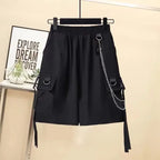 2025 Spring Streetwear Cargo Shorts Sets High Waist Joggers Women 2 Piece Short Sleeve Top with Casual Trousers