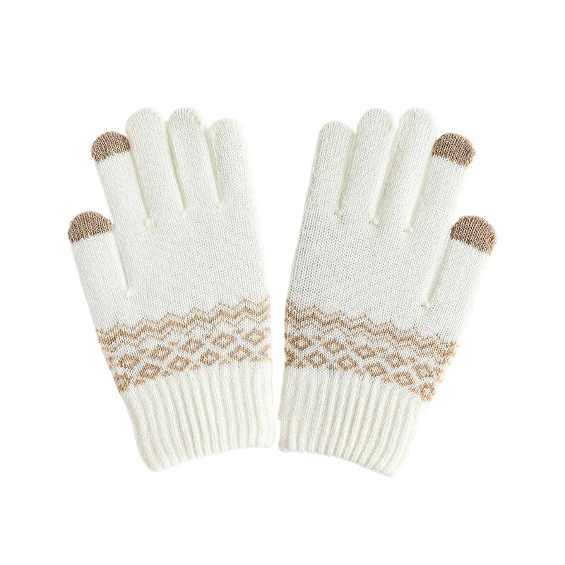 Knitted Full 1Pair Finger Gloves Winter Thicken Warm Touch Screen Gloves for Men Women Gloves Cycling Riding Gloves Ski Gloves