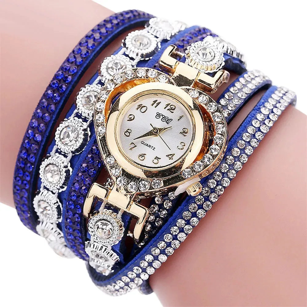 Gorgeous Women'S Diamond Inlaid Watch Retro Sparkling Crystal Bracelet Multiple Exquisite Dials Simulated Quartz Watch For Women