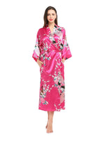 Women Long Robe Kimono Bathrobe Gown with Pockets Sexy Wedding Bride Bridesmaid Dressing Gown Oversize Satin Homewear Loungewear
