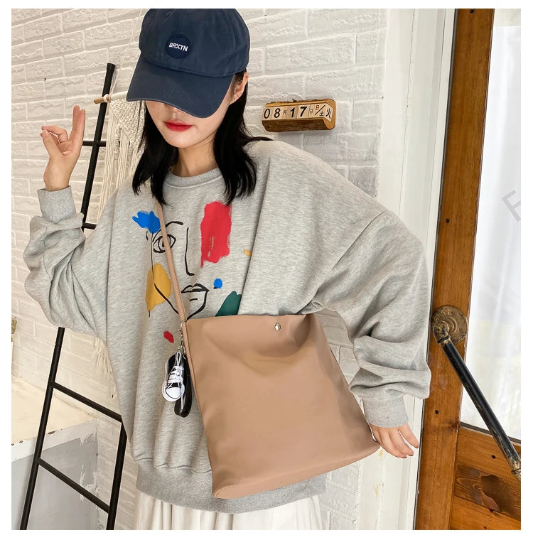 Simple Casual Women's Tote Bags New Large Capacity Commute Shopping One Shoulder Bags Trend All-matched Handheld Cloth Bags